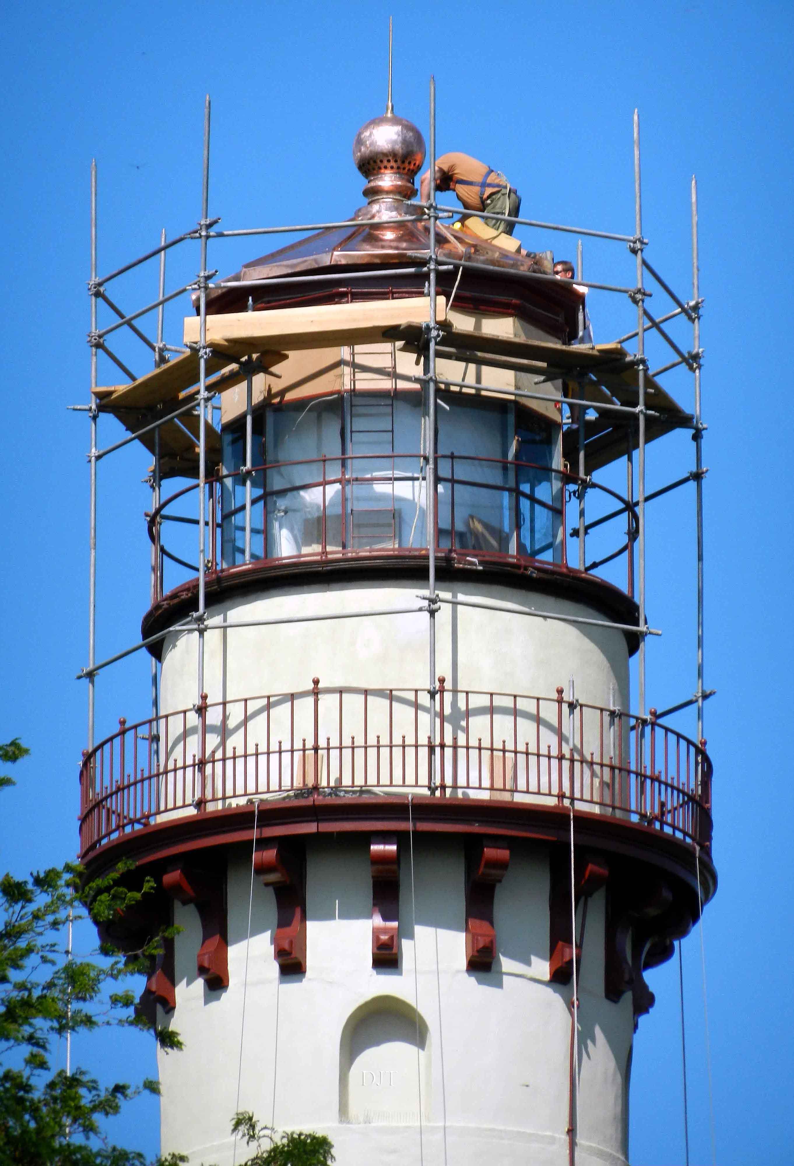 The top of Grosse Point Lighthouse.
